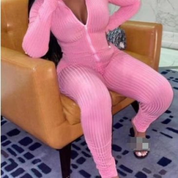 Sexy Zipper Solid Long Sleeve Skinny Jumpsuit