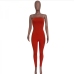 18Solid Color Tight Fitted Strapless Jumpsuit Womens