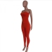 19Solid Color Tight Fitted Strapless Jumpsuit Womens