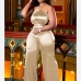 5Solid Smooth Sleeveless Wide Leg Jumpsuit