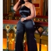 1Solid Smooth Sleeveless Wide Leg Jumpsuit