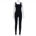 8Sports Solid Backless White Sleeveless Tight Jumpsuits