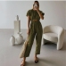 1Summer Ruched Cut Out Short Sleeve Jumpsuit