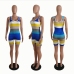 14 Striped Contrast Color Print Sleeveless Sexy Romper
