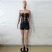 10Alluring PU Lace Up Hollowed Strapless Romper