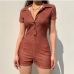 1Casual Striped Button Up Short Sleeve Rompers