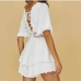 3Fashion White Lace Patched Deep V Neck Rompers