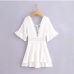 5Fashion White Lace Patched Deep V Neck Rompers