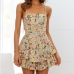 3Floral Printed Bowknot Backless Romper