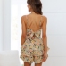 5Floral Printed Bowknot Backless Romper