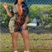 1Front Zipper Up Camouflage Casual Rompers