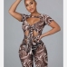 5Sexy Printed Hollow Out Short Sleeve Rompers