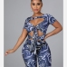 9Sexy Printed Hollow Out Short Sleeve Rompers