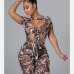 1Sexy Printed Hollow Out Short Sleeve Rompers