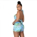 13Sexy Printed Sleeveless Halter Backless Rompers For Women