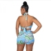 15Sexy Printed Sleeveless Halter Backless Rompers For Women
