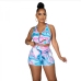 16Sexy Printed Sleeveless Halter Backless Rompers For Women