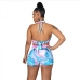 18Sexy Printed Sleeveless Halter Backless Rompers For Women