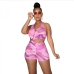 19Sexy Printed Sleeveless Halter Backless Rompers For Women