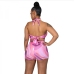 21Sexy Printed Sleeveless Halter Backless Rompers For Women