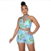 1Sexy Printed Sleeveless Halter Backless Rompers For Women