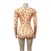 15V Neck Printed Long Sleeve Tight Rompers