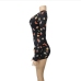 18V Neck Printed Long Sleeve Tight Rompers