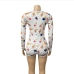 22V Neck Printed Long Sleeve Tight Rompers