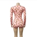 25V Neck Printed Long Sleeve Tight Rompers
