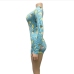 30V Neck Printed Long Sleeve Tight Rompers