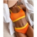 1 Contrast Color Two Piece Bikini Swimwear