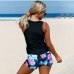 5  Fashion Flower Printed  Sleeveless Two-piece Swimsuit