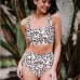 4  Fashion Leopard Print Sleeveless High Waist Swimsuit