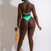 6 Gradient Contrast Color Halter Bikini Sets