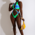 1 Gradient Contrast Color Halter Bikini Sets