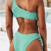 13 Multi-color Split One Shoulder Women Swimsuit Bikini