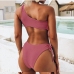 3 Multi-color Split One Shoulder Women Swimsuit Bikini