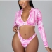 7 Printed Long Sleeve Swimsuit Bikini