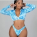 8 Printed Long Sleeve Swimsuit Bikini