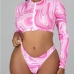 1 Printed Long Sleeve Swimsuit Bikini