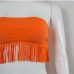 9 Pure Color Tassels Two-Piece Swimsuit