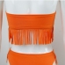 11 Pure Color Tassels Two-Piece Swimsuit