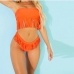 1 Pure Color Tassels Two-Piece Swimsuit