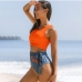 4 Sexy Floral Hollowed Out Sleeveless Swimsuit Set