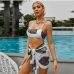 1 Sexy Flower Printed Three-Piece Swimsuit Set