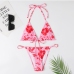 16 Sexy Flower Printing Backless 2 Piece Bikini Set