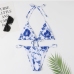 6 Sexy Flower Printing Backless 2 Piece Bikini Set