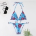 8 Sexy Flower Printing Backless 2 Piece Bikini Set