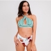 3 Sexy Flower Stripe Cross Belt Bikini Swimsuit