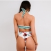 4 Sexy Flower Stripe Cross Belt Bikini Swimsuit